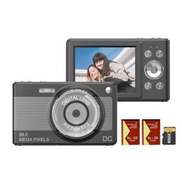 Imagem de Câmera digital 1080P Câmera de vídeo digital Filmadora 56MP 2,88 polegadas Tela IPS Zoom digital 8X AF Foco automático Anti-vibração Detecção de rosto com cartão de memória de 32GB 2pcs baterias