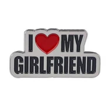 Imagem de I LOVE MY GIRLFRIEND Heart Sweet Boyfriend Husband Hubby Partner Phrase Funny Joke Humor Cute Wife Romantic Valentine's Day Romance Sexy 3,5 cm Broche esmaltado, 1.4 Inches, Esmalte, Esmalte
