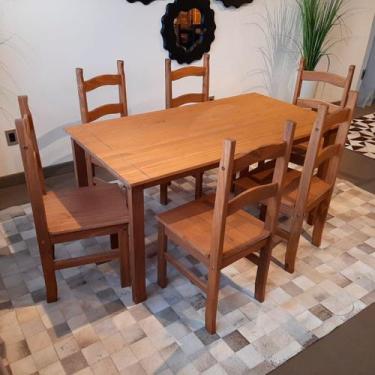 Imagem de Conjunto Sala de Jantar Mesa 150x80 cm 6 Cadeiras Madeira Marin Brasil