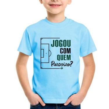 Imagem de Camiseta Infantil Jogou com quem parceiro - Foca na Moda, Azul bebê, 4