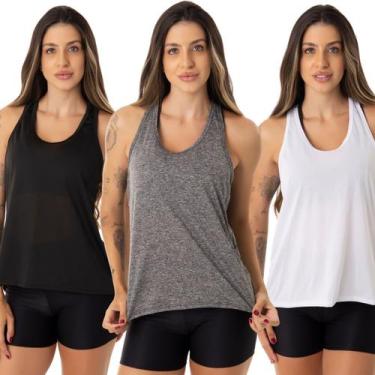 Imagem de Kit 3 Camisetas Fristyle Regatinha Dry Fit Básica Feminina Adulto, Pre