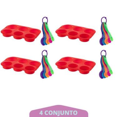 Imagem de Medidora 5 Pçs + Forma de Silicone Cupcake Sortida 4Un - QUALITY HOUSE