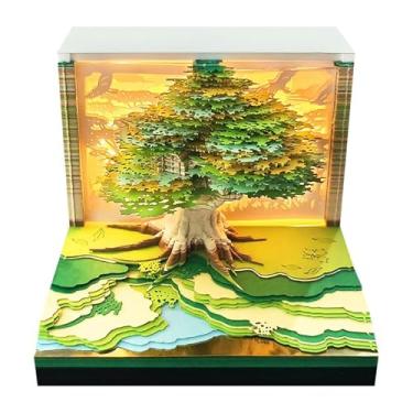 Imagem de Calendário 3D, calendário de mesa 2026 com luz LED, bloco de notas de árvore 3D, calendário de mesa criativo, presente de Natal para colegas, decoração de mesa