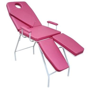 Imagem de Maca Estética Massagem Bi-Perna Com Orifício facial e Apoio de Braços For-ty Store (Pink Facto Estrutura Branca)