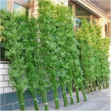 Imagem de Grandes plantas artificiais de bambu árvores plásticas decoração interna externa, 1m 1,2m 1,5m 1,8m 2m de altura DIY Fake Bamboo Silk Tree com folhas para a tela de privacidade da cerca do j