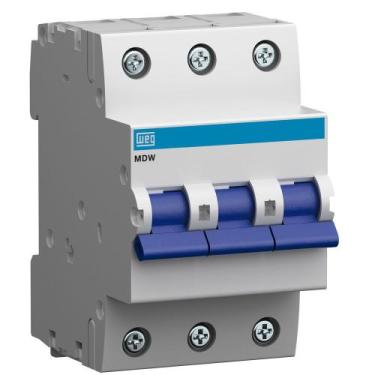 Imagem de Disjuntor termomagnetico mini mdw-c 4a tripolar - cod 10076393 - WEG