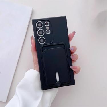 Imagem de HPQWN Para S24 Ultra Phone Case Wallet com porta-cartão Soft Tpu Cover (para S24 Ultra/preto)