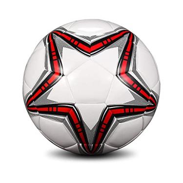 Imagem de Bolas de futebol esportivas tamanho 4 e tamanho 5, tamanho oficial de bola de futebol profissional, interior e exterior, perfeita para jogos ou jogos ao ar livre (vermelho, tamanho 5)