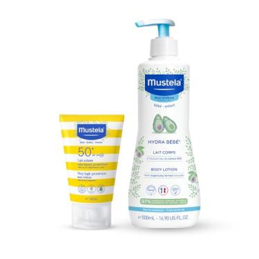 Imagem de Mustela Combo Protetor Solar Infantil e Adulto FPS 50+ 100 ml + Hydra Bebê Hidratante Infantil Corpo e Rosto 500ml
