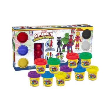 Imagem de Kit Brinquedo Spidey Massinha de Modelar c/ Acessórios  10 Potes Coti 