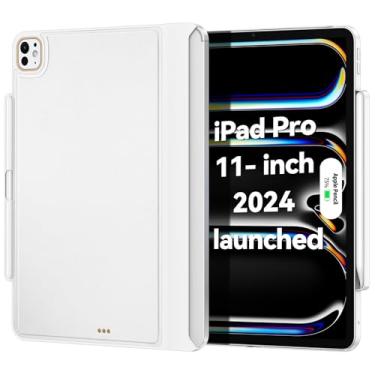Imagem de Matekxy: Capa Compatível com Magic-Keyboard para iPad Pro 11 Polegadas M4 2024: Capa com Suporte Apple Pencil para Teclado Smart Magic Folio Slim Durável, Branco