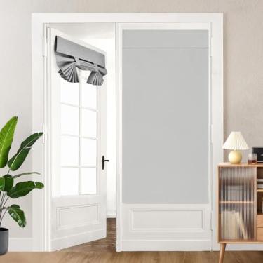 Imagem de Cortinas de porta francesas 100% blackout texturizadas de linho cortinas de janela de porta com isolamento térmico cortinas com a mesma cor e textura em ambos os lados para qualquer cômodo L 66 x C