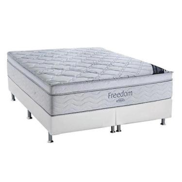 Imagem de Conjunto Cama Box Ortobom Queen High Foam com Base Corino Branco 158x198x51