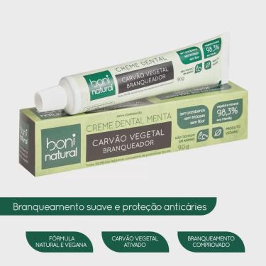 Imagem de Creme Dental Boni Natural Branqueador Menta Carvão Vegetal 90g