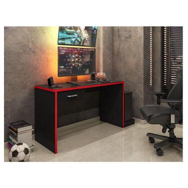 Imagem de Mesa para Computador Gamer Ambiente drx 9000 Preto Trama Vermelho - Móveis Leão