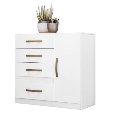 Imagem de Cômoda 4 Gavetas e 1 Porta Vênus Branco Rosa Azul Lilás 70704 Moval
