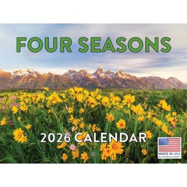 Imagem de Calendário de parede mensal sazonal 2026 para quatro estações | Feito nos EUA