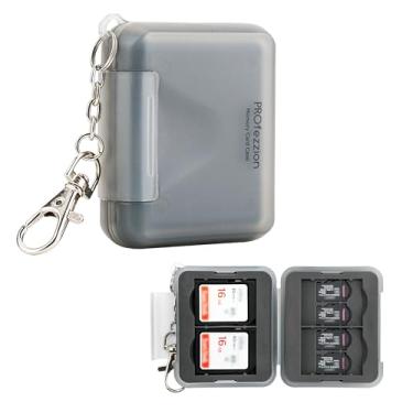 Imagem de PROfezzion Capa com suporte para cartão SD resistente à água: capa portátil para cartão de memória com 12 compartimentos para 8 cartões micro SD e 4 cartões SD/SDXC/SDHC, protetor rígido para cartão