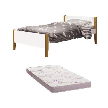 Imagem de Cama Solteiro Simba com Pés em Madeira com Colchão D20 188 x 88 x 12 cm - Reller