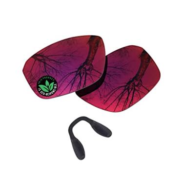 Imagem de Raydi Lentes de reposição de policarbonato e protetores de nariz para óculos de sol retangulares Oakley Split Shot OO9416, Espelho Midnight Sun - Polarizado, One Size