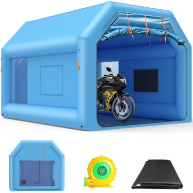 Imagem de ziziella Cabine De Pintura Inflável, Tenda Pulverização Portátil, Inflável Com Sistema Filtro Ar E Soprador Para Faça Você Mesmo, Carro, Caminhão, Motocicleta, Garagem, Peças Automotivas, 13 X 10 9