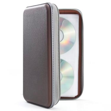 Imagem de UENTIP Estojo Para Cd Com Capacidade 96 Unidades, Suporte De Plástico Rígido Dvd Portátil, Organizador Cd, Carteira Protetora Armazenamento (Café, Unidades)