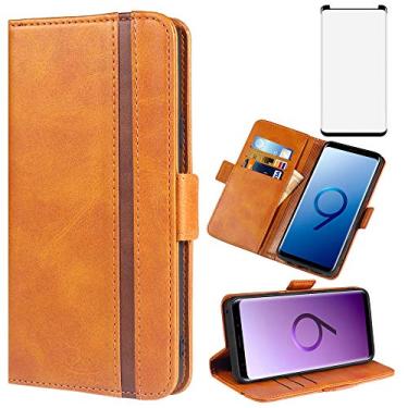 Imagem de Capa de telefone para Samsung Galaxy S9 Capa carteira de couro com tela de vidro temperado protetor de crédito acessórios porta-cartões capa flip de corpo inteiro Glaxay S9 Edge Galazy 9S GS mulheres