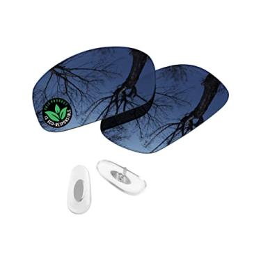 Imagem de Raydi Lentes de reposição de policarbonato e protetores de nariz para óculos de sol retangulares RayBan RB3445 61 mm - Espelho cromado preto - polarizado