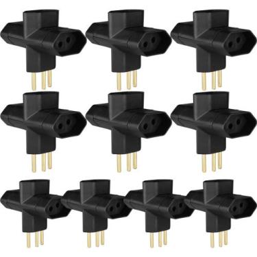 Imagem de 10 Adaptador Tomada Tipo T Benjamin 3 Pinos 110/220V ADP2-34 - MarGiri