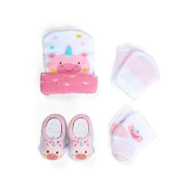 Imagem de Kit Enxoval Bebe Toca Luva Sapatinho E Meia Recem Nascido Presente Mat