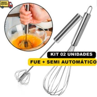 Imagem de Kit Fue Batedor De Ovos + Batedor Semi Automático Inox De Massas Bolos