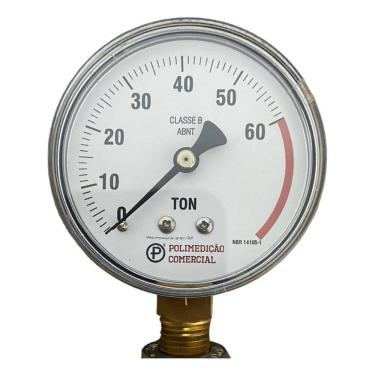 Imagem de Manômetro Prensa Hidráulica 60 Ton 1/4 Npt + Bucha 1/2 Npt