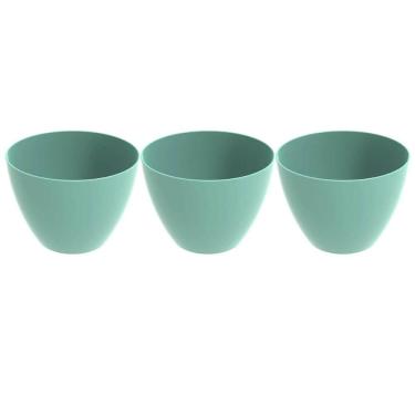 Imagem de Kit 3 Tigelas Redonda Grande 6,2L Verde Menta Crippa Travessa Servir Salada Frutas Prat...