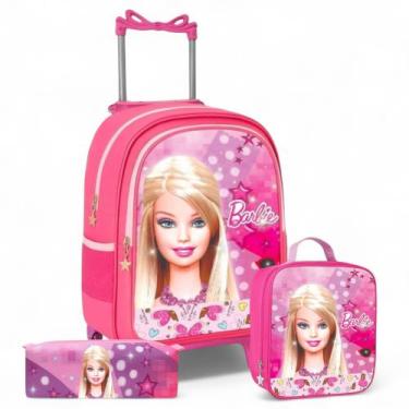 Imagem de Mochila Escolar Infantil Rodinha Feminina Estojo Grande - Pikuka, Barb