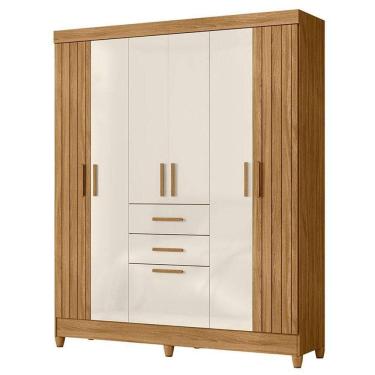 Imagem de Guarda Roupa Solteiro Malta 7 Portas Freijó Off White - Moval