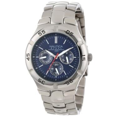 Imagem de Nautica Relógio masculino multifuncional redondo de aço inoxidável N10061
