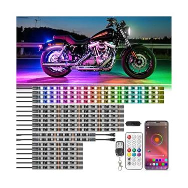 Imagem de 18 peças de luzes LED para motocicletas RGB+IC com controle remoto APP/RF, kit de brilho de LED para motocicleta Dreamcolor com seta de freio, kit de luzes neon à prova d'água de 12 V para carrinho de