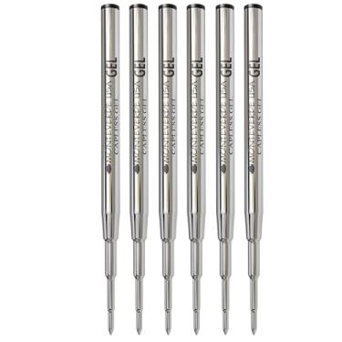 Imagem de Monteverde USA Refil de gel sem tampa para caber em canetas esferográficas Montblanc - ponta média, preto (pacote com 6) (M433BK)