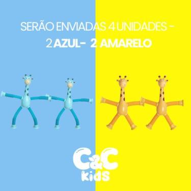 Imagem de Kit 4 girafas estica e gruda melman pop it tubo tiktok com luz brinque