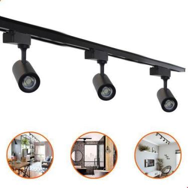 Imagem de Kit Trilho Eletrificado 1m 3 Spot Led 7w Preto Ou Branco Iluminação - 
