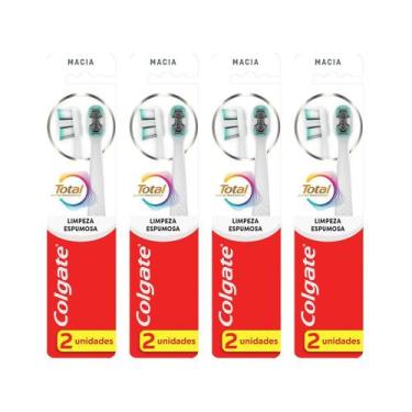 Imagem de Kit 4 Escova Dental Colgate Total Limpeza Espumosa Suave 2 unidades