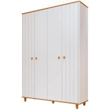 Imagem de Guarda Roupa Bebê Retro Permobili Cupcake 4 portas MDF, Branco Acetina