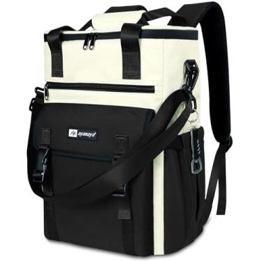 Imagem de Mochila térmica feminina AYAMAYA estilosa com 35 latas à prova de vazamento, macia, à prova de vazamento, lancheira à prova d'água, bolsa de ombro mantém fria por até 18 horas para acampamento, praia