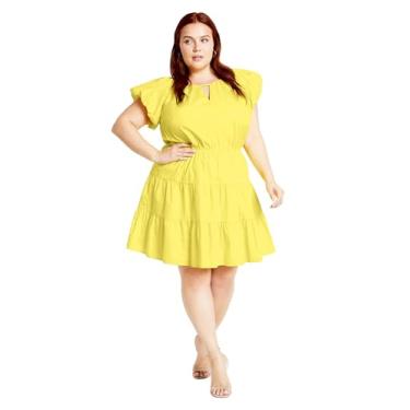 Imagem de City Chic Vestido plus size, vestido Alina, Amarelo, 54