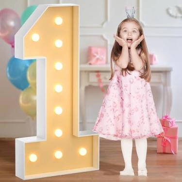 Imagem de Letreiro LED com letras e números, letreiro com alfabeto alimentado por bateria para iluminação noturna, casamentos, aniversários, festas, luzes de Natal ou decoração de casa (branco quente)