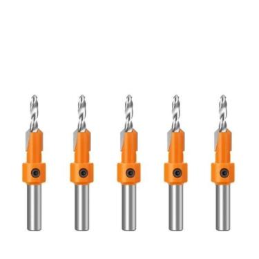 Imagem de Kit 5 Brocas Escareadoras 3Mm X 8Mm Haste Lisa