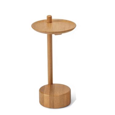 Imagem de Mesa De Canto Redonda De Madeira Teka Medida Altura: 50cm Cor Champagne