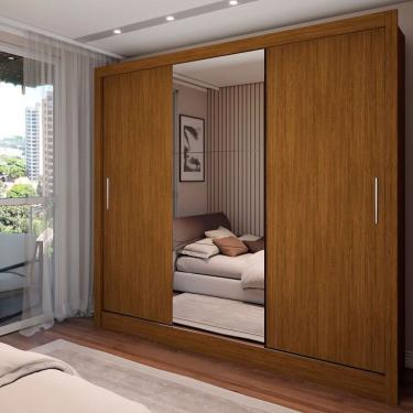 Imagem de Guarda-Roupa Casal Colie Slim 3 Portas com Espelho Cinamomo - Panorama Móveis