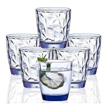Imagem de [Aparência de vidro] Copos de plástico premium inquebráveis de 295 ml, para lava-louças, sem BPA, pequenos copos de acrílico para crianças de plástico (azul)
