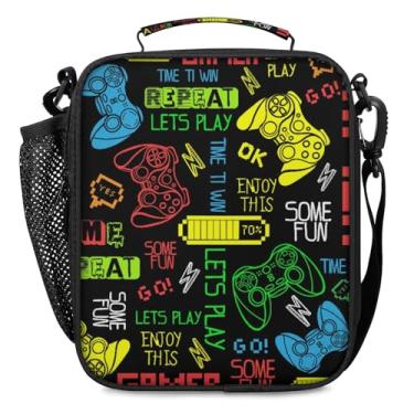 Imagem de Lancheira para meninos e meninas – Lancheira térmica reutilizável para crianças – Gamepad Gamer grande capacidade cooler volta às aulas Lancheira térmica para refeições